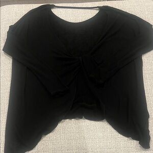 Free People Twist Open Back Black Long Sleeve Top